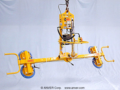 ANVER Four Pad Electric Powered Vacuum Lifter with Powered Tilt and Manual Rotate for Lifting Steel Sheets